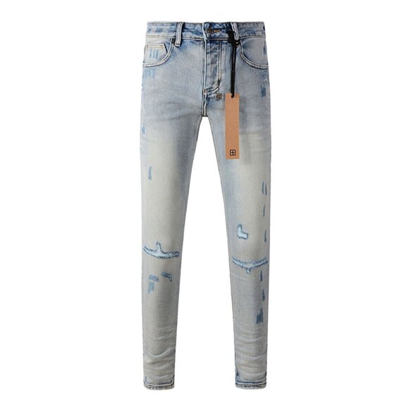 Ksubi Light Blue Distressed Dark Raw Edge Jeans
